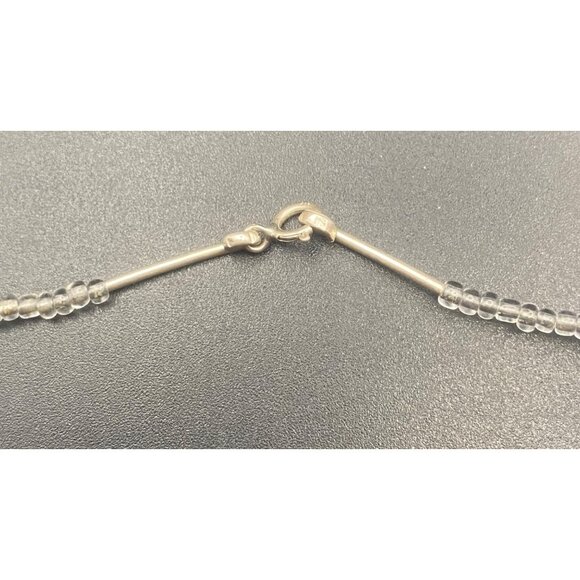 Sterling Silver 15" Necklace Artisan Cobalt Blue Art Glass Beads Minimalist Boho - Picture 5 of 7